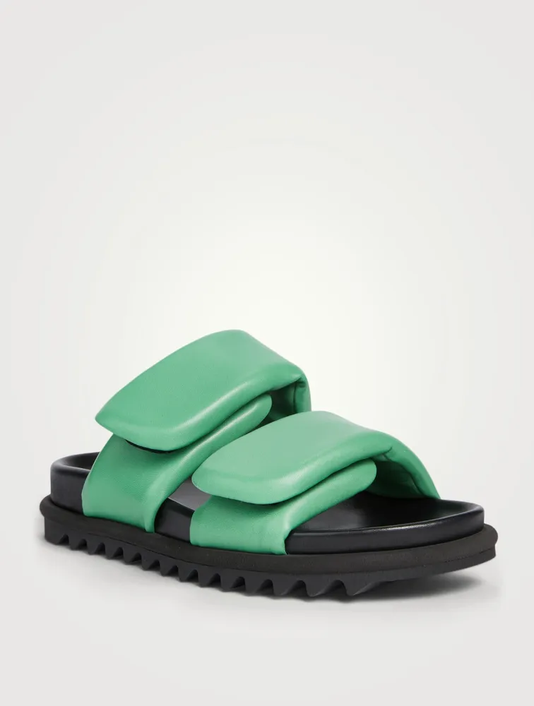 Padded Leather Slide Sandals