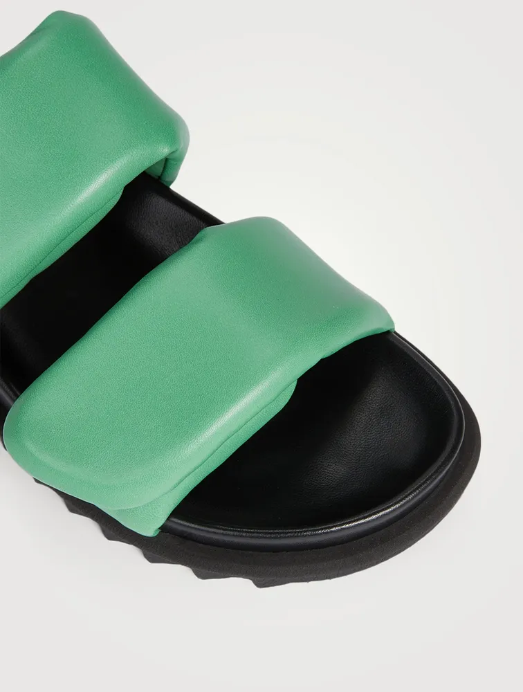 Padded Leather Slide Sandals