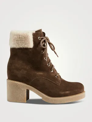 Zoom Suede Heeled Lace-Up Ankle Boots