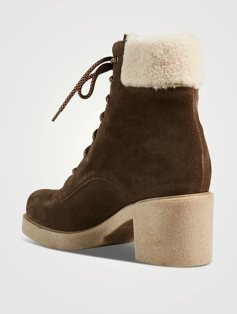Zoom Suede Heeled Lace-Up Ankle Boots