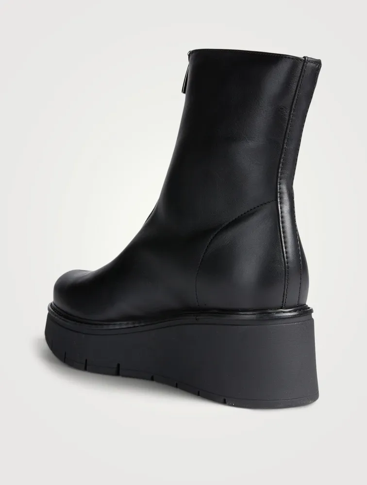 Gale Leather Zip-Up Wedge Ankle Boots