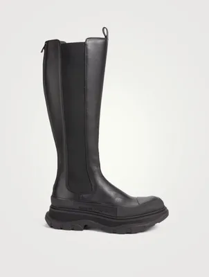 Tread Leather Knee-High Chelsea Boots
