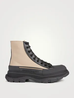 Tread Slick Canvas And Leather Platform High-Top Sneakers