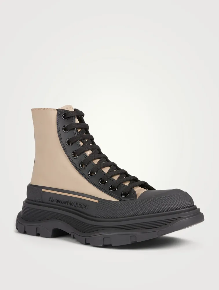 Tread Slick Canvas And Leather Platform High-Top Sneakers