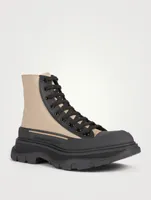 Tread Slick Canvas And Leather Platform High-Top Sneakers