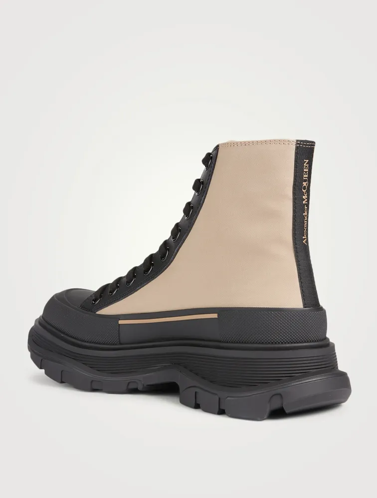 Tread Slick Canvas And Leather Platform High-Top Sneakers