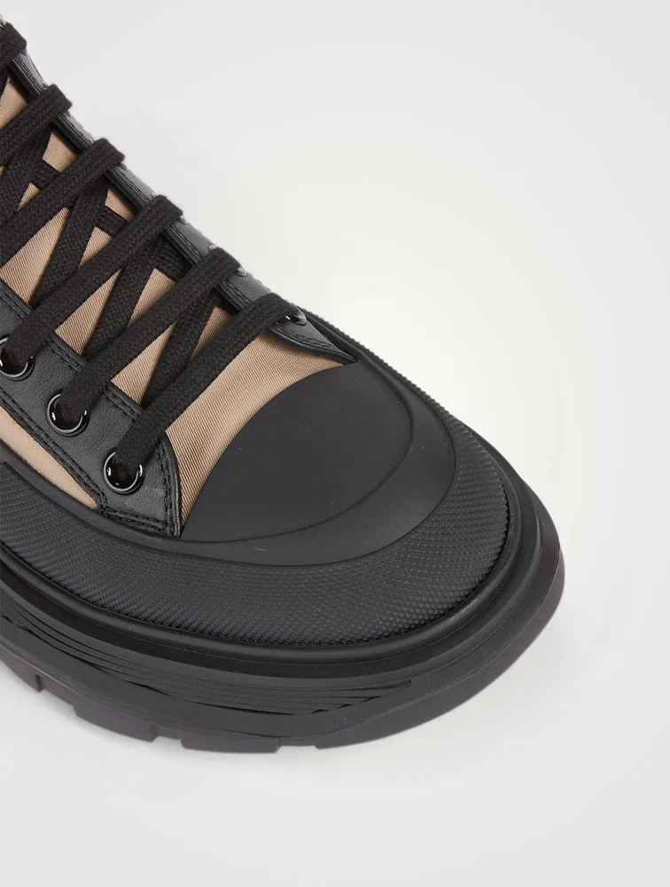 Tread Slick Canvas And Leather Platform High-Top Sneakers