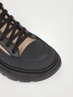 Tread Slick Canvas And Leather Platform High-Top Sneakers