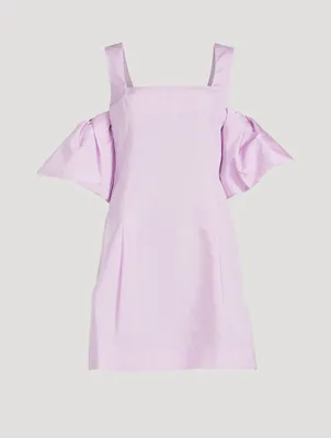 Puff-Sleeve Taffeta Mini Dress