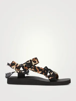 Trekky Cotton Sandals In Leopard Print