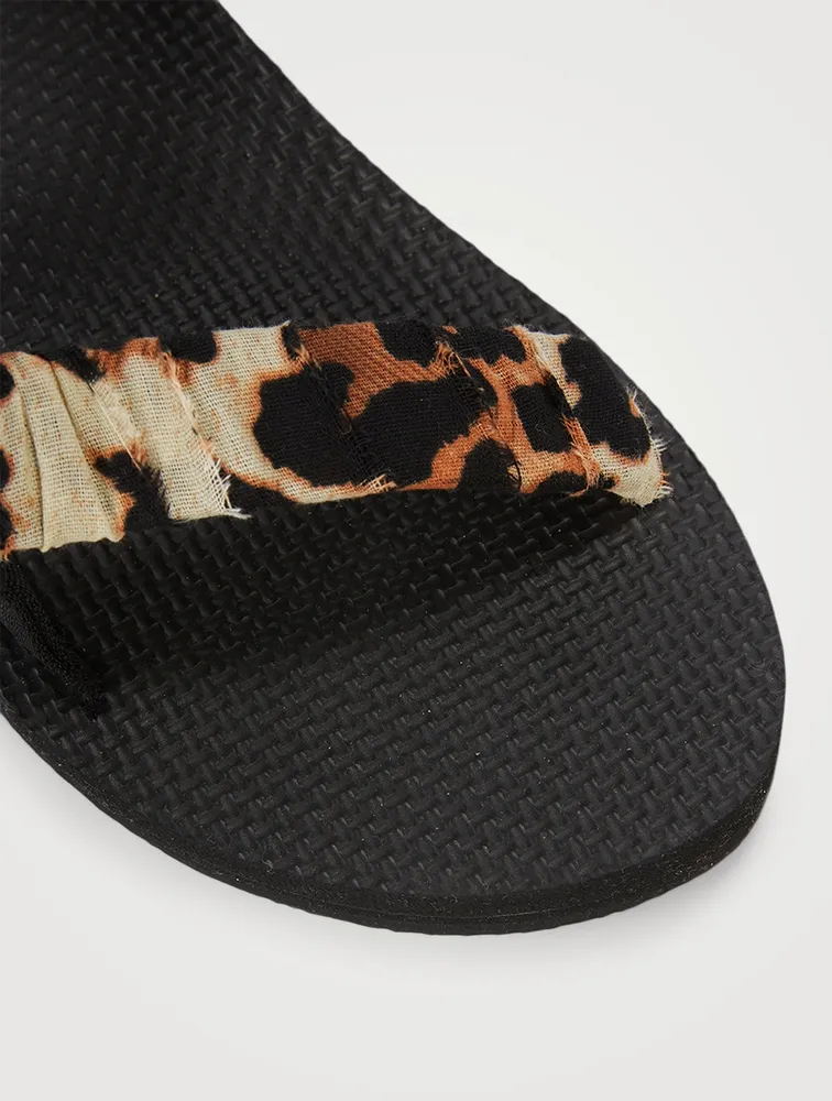 Trekky Cotton Sandals Leopard Print