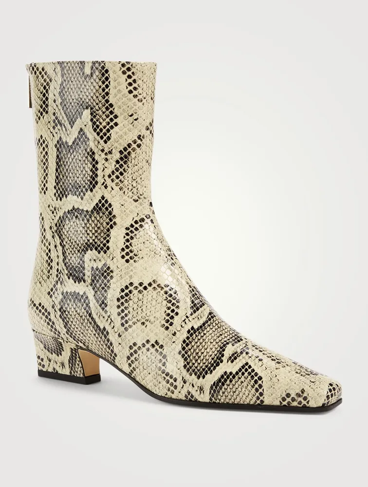 City Snakeskin-Embossed Leather Ankle Boots