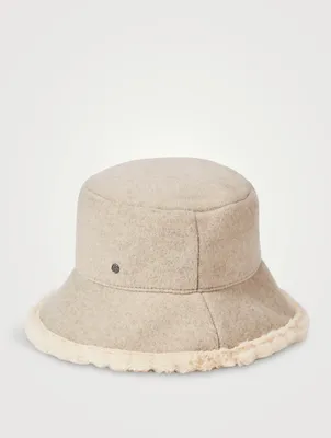 Angele Cashmere Bucket Hat With Faux Fur