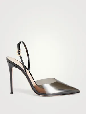 Ribbon d'Orsay Plexi And Leather Slingback Pumps