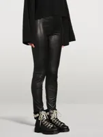 Eshe Leather Combat Boots With Shearling Trim