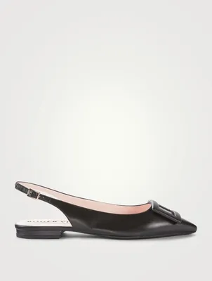 Gommettine Lacquered Buckle Leather Slingback Flats