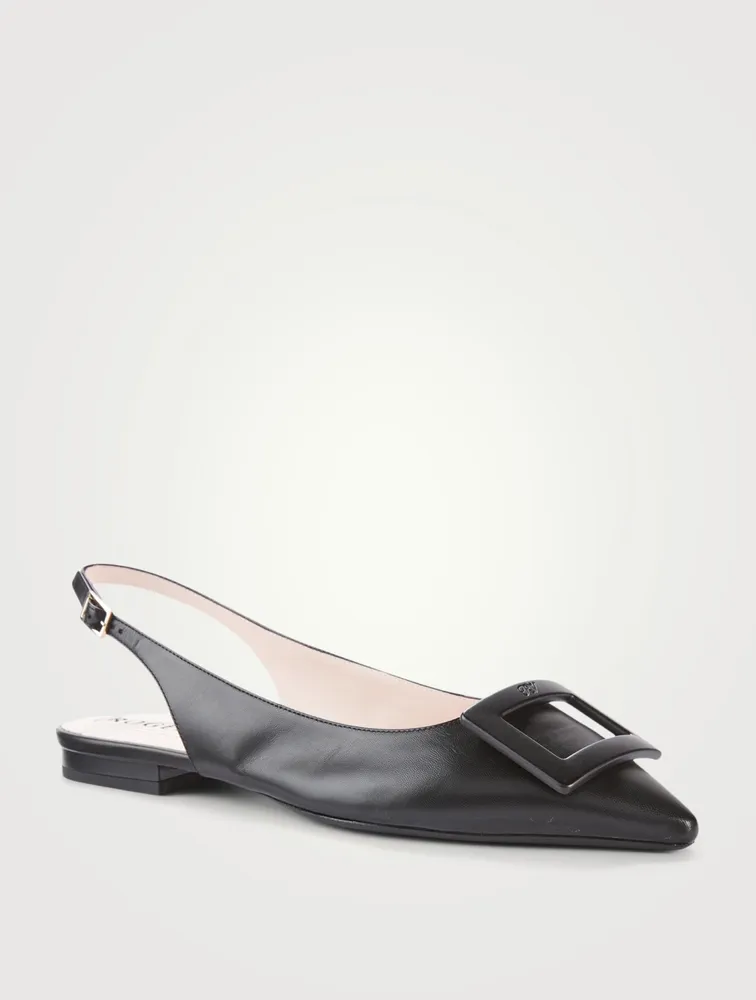 Gommettine Lacquered Buckle Leather Slingback Flats