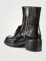 Viv' Rangers Metal Buckle Patent Leather Heeled Ankle Boots