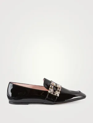 Mini RV Strass Broche Buckle Patent Leather Loafers