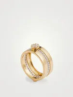 Diamond Flower Two-Tone 18K Gold Ring With Diamonds