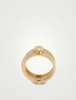 Diamond Flower Two-Tone 18K Gold Ring With Diamonds