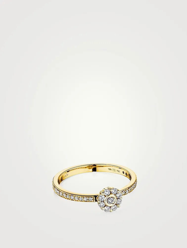 Diamond Flower 18K Gold Ring With Diamonds