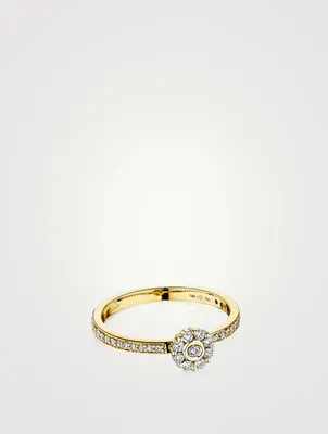 Diamond Flower 18K Gold Ring With Diamonds