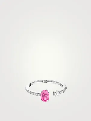 Spectrum 18K White Gold Ring With Pink Sapphire And Diamonds