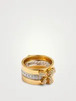 Romance Two-Tone 18K Gold Ribbon Ring With Diamonds