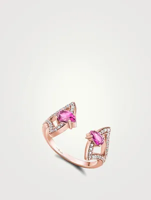 Spectrum 18K Rose Gold Ring With Pink Sapphire And Diamonds