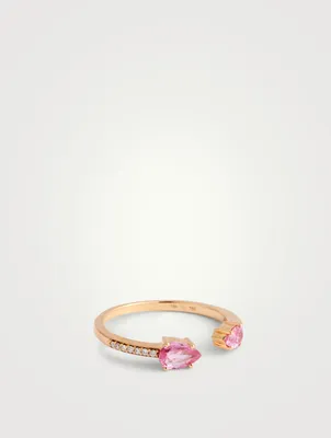 Spectrum 18K Rose Gold Ring With Pink Sapphire And Diamonds