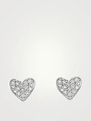 Hearts 18K White Gold Heart Stud Earrings With Diamonds