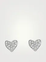 Hearts 18K White Gold Heart Stud Earrings With Diamonds