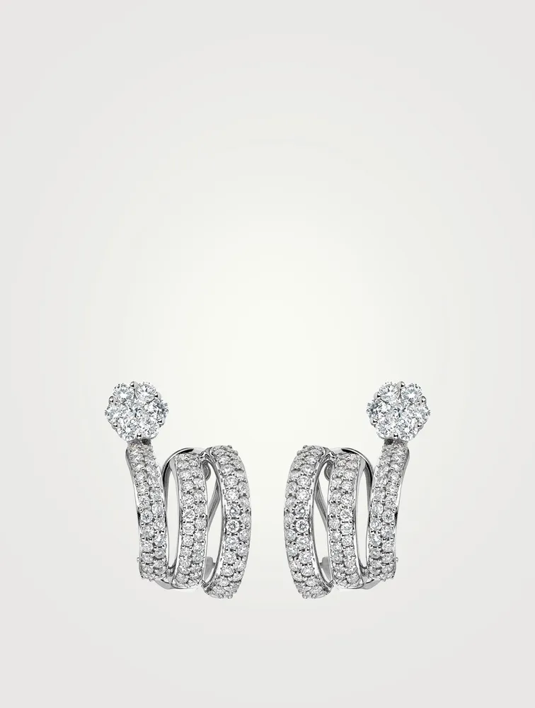 Diamond Flower 18K White Gold Earrings With Diamonds