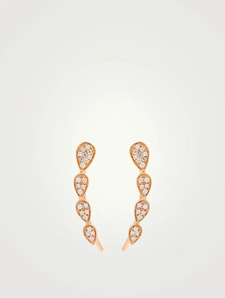 Bestow 18K Rose Gold Climber Earrings With Diamonds