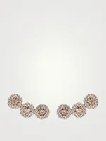 Diamond Flower 18K Rose Gold Climber Earrings With Diamonds