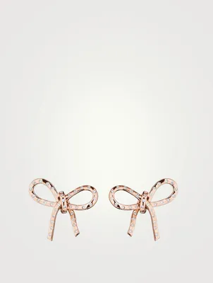 Romance 18K Rose Gold Ribbon Earrings With Diamonds