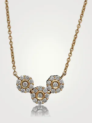 Diamond Flower 18K Gold Necklace With Diamonds