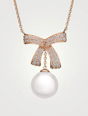 Romance 18K Rose Gold Necklace With Pearl And Diamonds