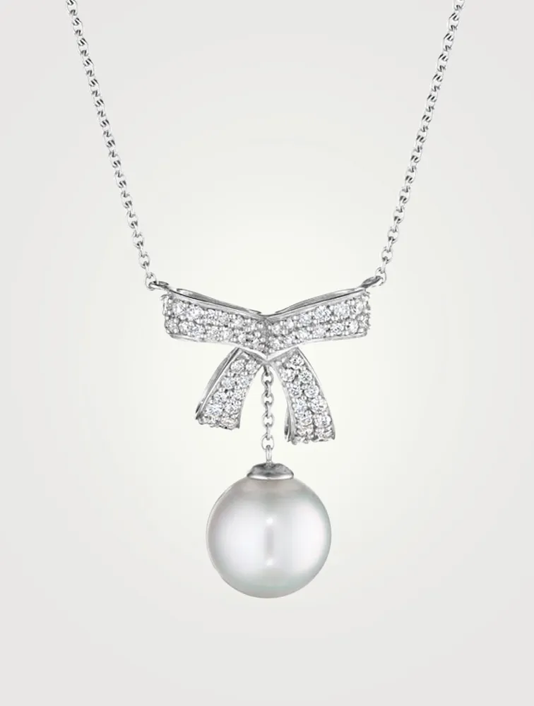 Romance 18K White Gold Necklace With Pearl And Diamonds