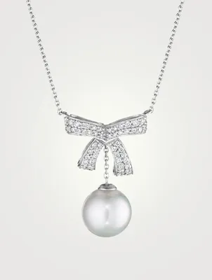Romance 18K White Gold Necklace With Pearl And Diamonds
