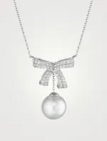 Romance 18K White Gold Necklace With Pearl And Diamonds