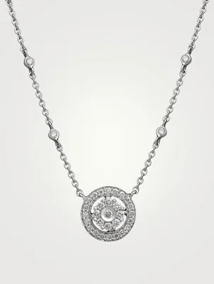 Diamond Flower 18K White Gold Necklace With Diamonds