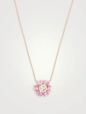 Bestow 18K Rose Gold Necklace With Pink Sapphire And Diamonds