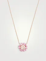 Bestow 18K Rose Gold Necklace With Pink Sapphire And Diamonds