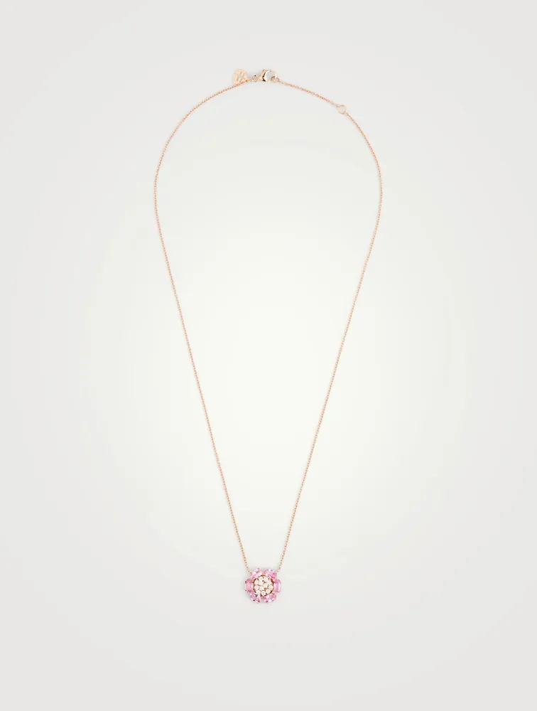 Bestow 18K Rose Gold Necklace With Pink Sapphire And Diamonds