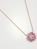 Bestow 18K Rose Gold Necklace With Pink Sapphire And Diamonds