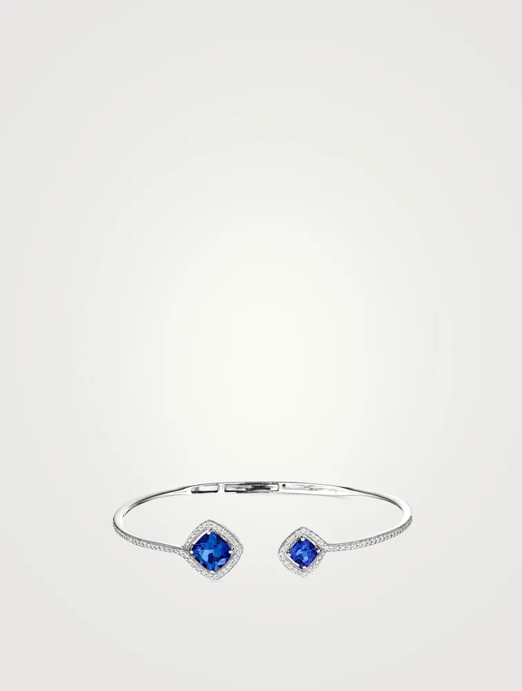 Spectrum 18K White Gold Bangle Bracelet With Violet Iolite And Diamonds
