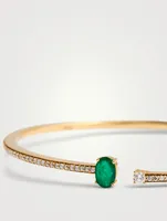 Spectrum 18K Gold Bangle Bracelet With Emerald And Diamonds