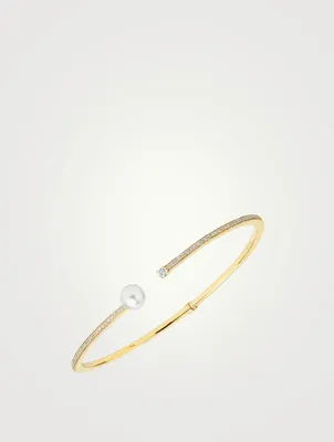Spectrum 18K Gold Bracelet With Diamonds And Pearl